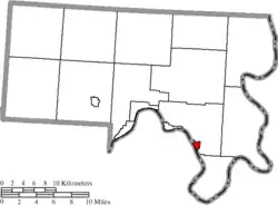 Location of Racine in Meigs County