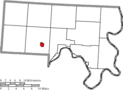 Location of Rutland in Meigs County
