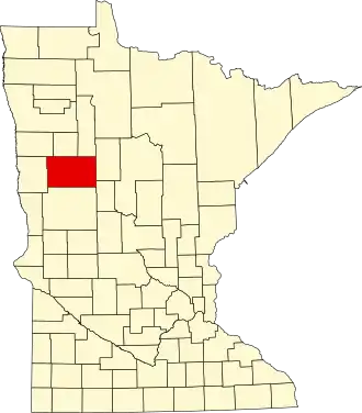 Map of Minnesota highlighting Becker County