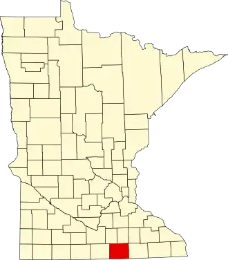 Map of Minnesota highlighting Freeborn County
