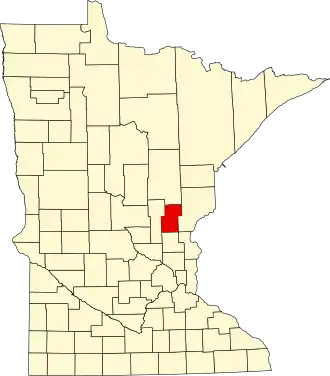 Map of Minnesota highlighting Kanabec County