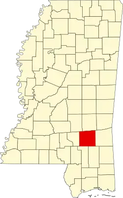 Map of Mississippi highlighting Jones County