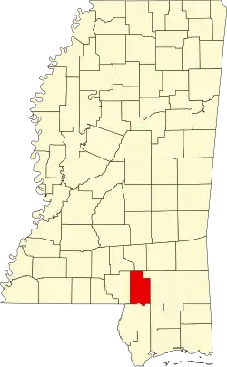 Map of Mississippi highlighting Lamar County