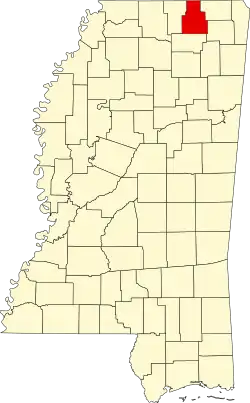 Map of Mississippi highlighting Tippah County