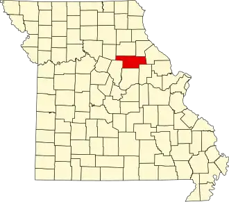 A state map highlighting Audrain County in the northeastern part of the state.