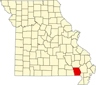 Map of Missouri highlighting Butler County