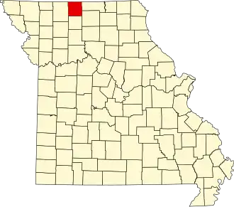 Map of Missouri highlighting Mercer County