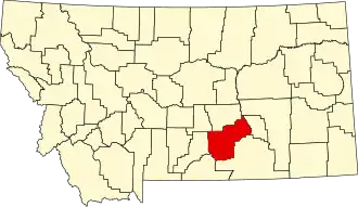 Map of Montana highlighting Yellowstone County