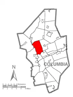 Map of Columbia County, Pennsylvania highlighting Mount Pleasant Township
