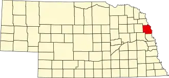 Map of Nebraska highlighting Burt County