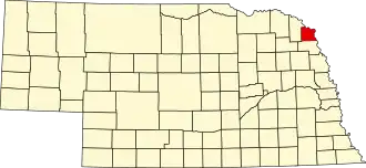 Map of Nebraska highlighting Dakota County