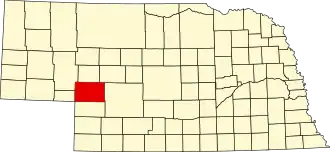 Map of Nebraska highlighting Keith County