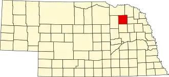 Map of Nebraska highlighting Pierce County