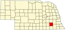 State map highlighting Saline County