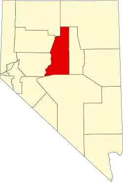 Map of Nevada highlighting Lander County