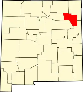 Map of New Mexico highlighting Harding County