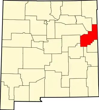 Map of New Mexico highlighting Quay County