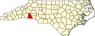 State map highlighting Cleveland County
