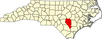 Map of North Carolina highlighting Sampson County