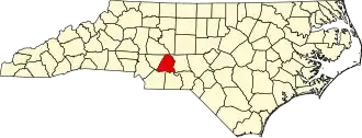 Map of North Carolina highlighting Stanly County