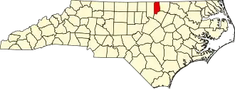 State map highlighting Vance County
