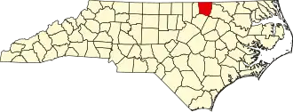 Map of North Carolina highlighting Warren County