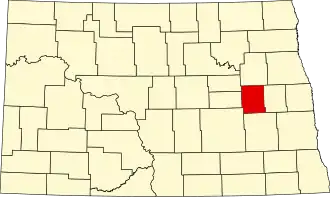 Map of North Dakota highlighting Griggs County