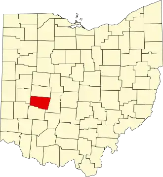 Map of Ohio highlighting Clark County