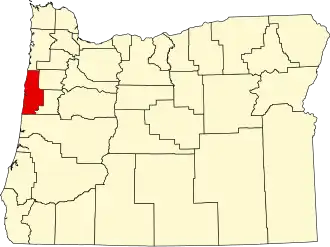 Map of Oregon highlighting Lincoln County