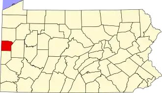 Location of Lawrence County in Pennsylvania