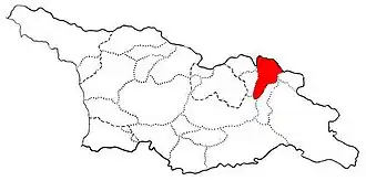 Map highlighting the historical region of Pkhovi