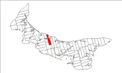 Map of Prince Edward Island highlighting Lot 21