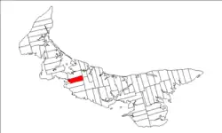 Map of Prince Edward Island highlighting Lot 25