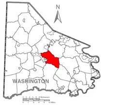 Map of Washington County, Pennsylvania highlighting South Strabane Township