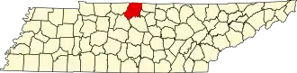 Map of Tennessee highlighting Sumner County