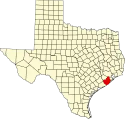 State map highlighting Brazoria County