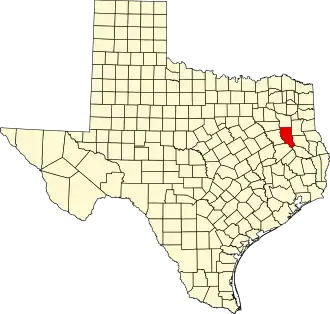 Map of Texas highlighting Cherokee County