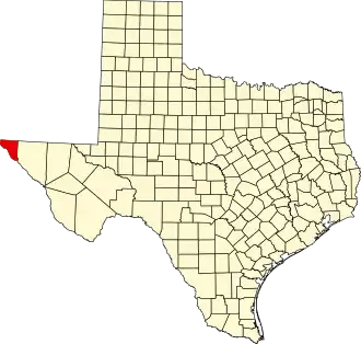 Map of Texas highlighting El Paso County