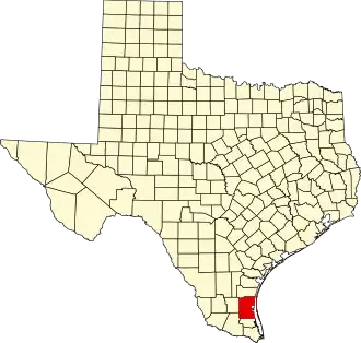 State map highlighting Kenedy County