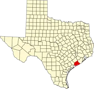State map highlighting Matagorda County
