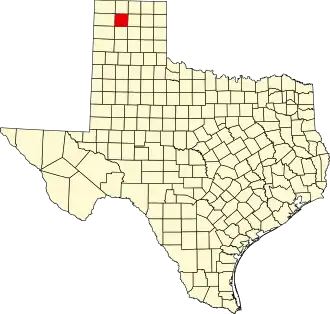 Map of Texas highlighting Moore County