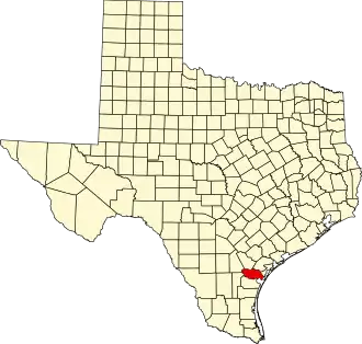 State map highlighting San Patricio County