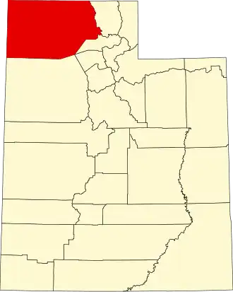 Map of Utah highlighting Box Elder County
