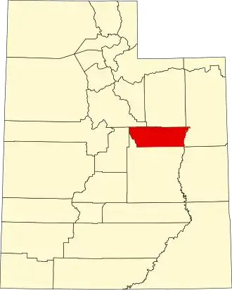 Map of Utah highlighting Carbon County