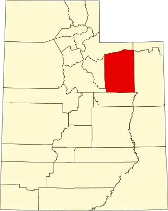 State map highlighting Duchesne County