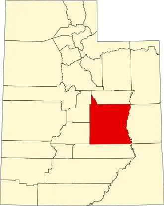 Map of Utah highlighting Emery County