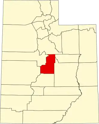 State map highlighting Sanpete County