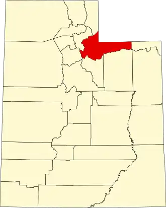 Map of Utah highlighting Summit County