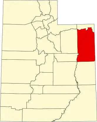 State map highlighting Uintah County