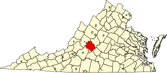 Map of Virginia highlighting Amherst County